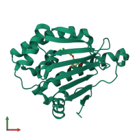 PDB entry 4bqg coloured by chain, front view.