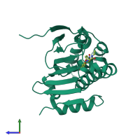 PDB entry 4bqj coloured by chain, side view.