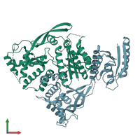 PDB entry 4bqq coloured by chain, front view.