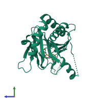 PDB entry 4bqy coloured by chain, side view.