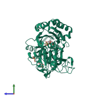 PDB entry 4bqz coloured by chain, side view.