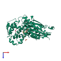 PDB entry 4bqz coloured by chain, top view.