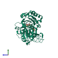 PDB entry 4br5 coloured by chain, side view.