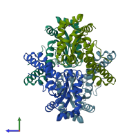 PDB entry 4br6 coloured by chain, side view.