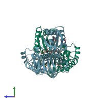 PDB entry 4bra coloured by chain, side view.