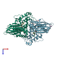 PDB entry 4bra coloured by chain, top view.