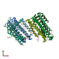 PDB entry 4brb coloured by chain, front view.