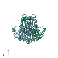PDB entry 4brc coloured by chain, side view.