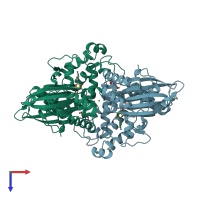 PDB entry 4brc coloured by chain, top view.