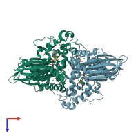 PDB entry 4brd coloured by chain, top view.