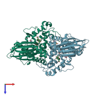 PDB entry 4brk coloured by chain, top view.