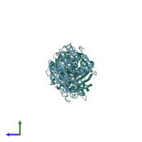 PDB entry 4brs coloured by chain, side view.