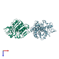 PDB entry 4brs coloured by chain, top view.