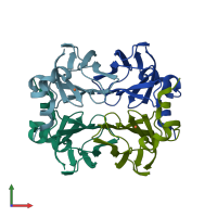 PDB entry 4brv coloured by chain, front view.