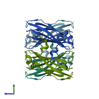 PDB entry 4brv coloured by chain, side view.