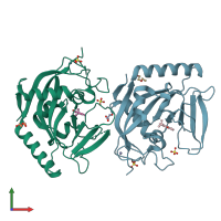 PDB entry 4bs4 coloured by chain, front view.