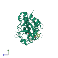 PDB entry 4bs5 coloured by chain, side view.