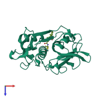 PDB entry 4bs5 coloured by chain, top view.