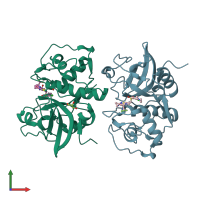 PDB entry 4bs6 coloured by chain, front view.