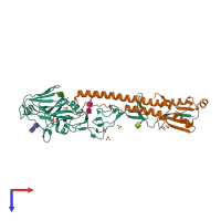 PDB entry 4bsi coloured by chain, top view.