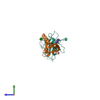 PDB entry 4bsk coloured by chain, side view.