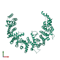 PDB entry 4bsn coloured by chain, front view.