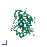 PDB entry 4bsq coloured by chain, side view.