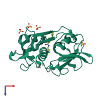 PDB entry 4bsq coloured by chain, top view.