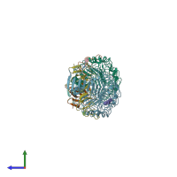 PDB entry 4bst coloured by chain, side view.