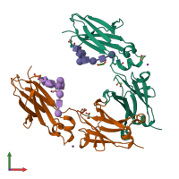 PDB entry 4bsw coloured by chain, front view.