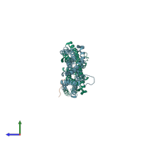 PDB entry 4bt9 coloured by chain, side view.