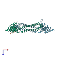 PDB entry 4bt9 coloured by chain, top view.