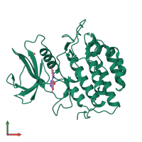 PDB entry 4btk coloured by chain, front view.