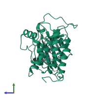 PDB entry 4btk coloured by chain, side view.
