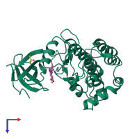 PDB entry 4btk coloured by chain, top view.