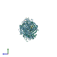 PDB entry 4btv coloured by chain, side view.