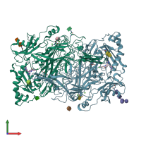 PDB entry 4bty coloured by chain, front view.