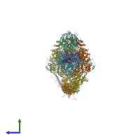 PDB entry 4buj coloured by chain, side view.
