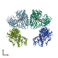 PDB entry 4bur coloured by chain, front view.