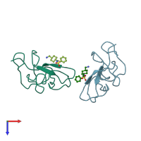 PDB entry 4bv5 coloured by chain, top view.