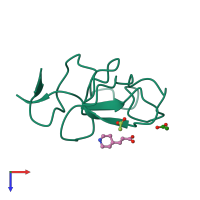 PDB entry 4bv7 coloured by chain, top view.