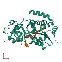 PDB entry 4bve coloured by chain, front view.