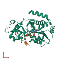 PDB entry 4bvf coloured by chain, front view.