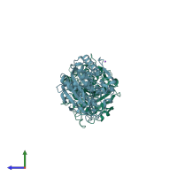 PDB entry 4bvj coloured by chain, side view.