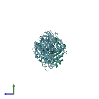 PDB entry 4bvk coloured by chain, side view.