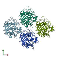 PDB entry 4bvl coloured by chain, front view.