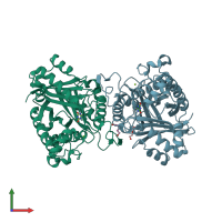 PDB entry 4bvr coloured by chain, front view.