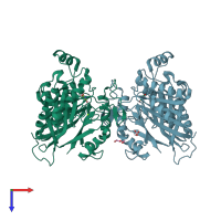 PDB entry 4bvt coloured by chain, top view.