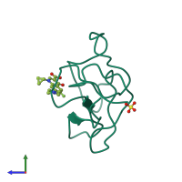 PDB entry 4bvv coloured by chain, side view.