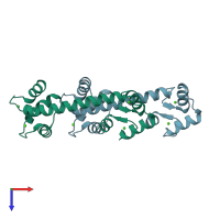 PDB entry 4bw8 coloured by chain, top view.